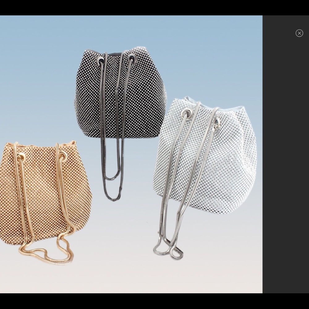SOLD!! Shine Bright Rhinestone Mini Bucket Bag - Picture 5 of 5
